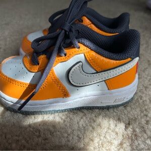 Nike Kids Bright Orange and Gray Sneakers
